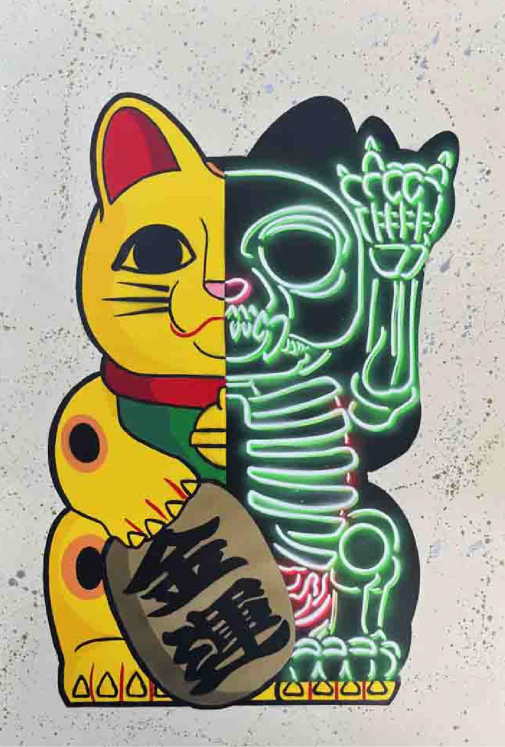 「MANEKI-NEKO 50:50 YELLOW v2 (GOLD&SILVER SPLATTER)」
