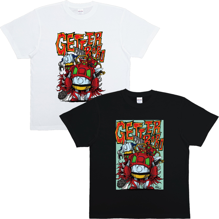 ＜KAGEMARU DESIGNS＞ ゲッターロボ Tシャツ 白、黒 M、L、XLサイズ