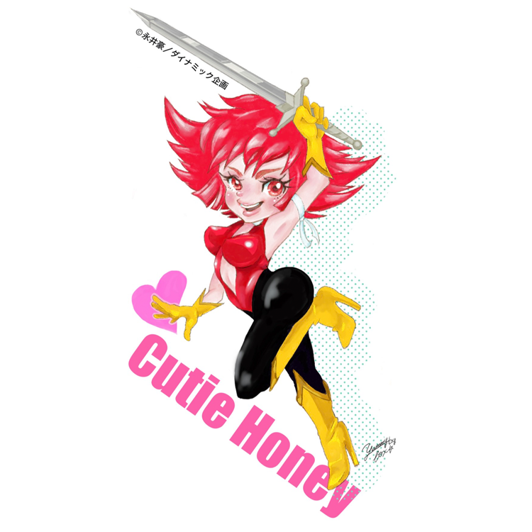 ＜yummy.toybox＞ キューティーハニー（赤髪） ステッカー 70mmサイズ
