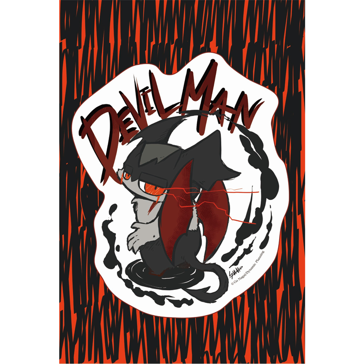 ＜MORE-CATS（もあねこ）＞ デビルマンステッカー(悪)  90mm × 90mmサイズ