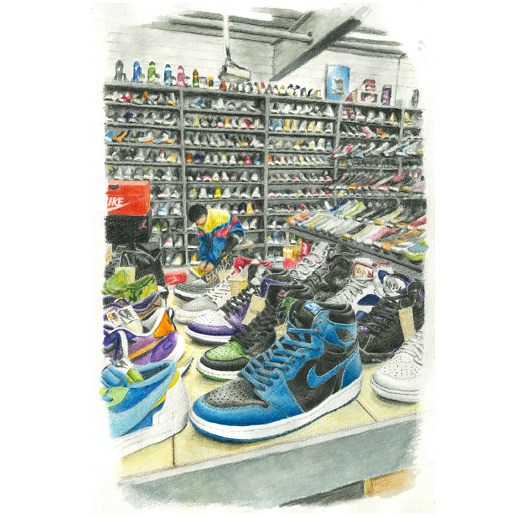 ナイツ　土屋伸之	水彩画	伝説の一足