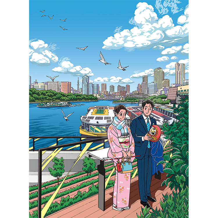 二都こよみ 12月イラスト（2025年）