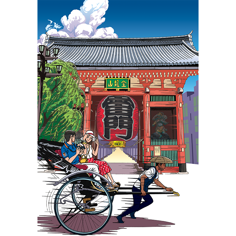 東京こよみ 8月イラスト「夏  走る」（2024年）