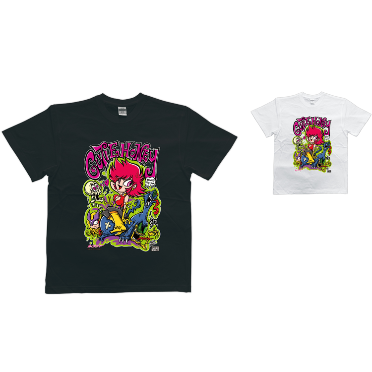 <KAGEMARU DESIGNS> キューティーハニー Tシャツ 黒、白 S,M,L,XL,XXLサイズ