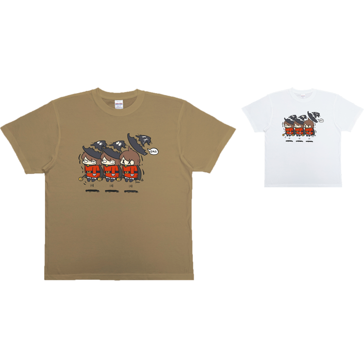 <MORE-CATS(もあねこ)> ドロロンえん魔くん OMG カーキ、白 Tシャツ S,M,L,XL,XXLサイズ