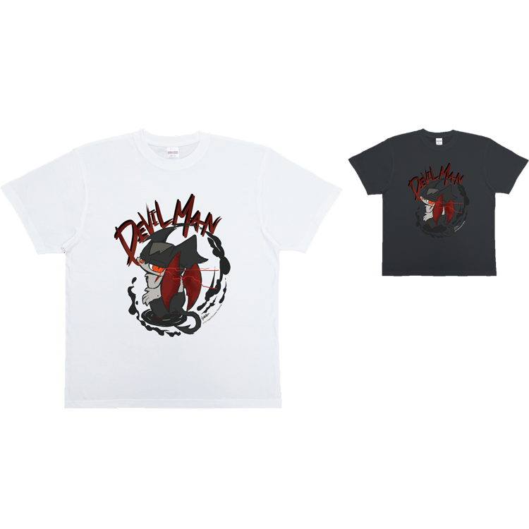 <MORE-CATS(もあねこ)> デビルマン:悪 白、スミ Tシャツ S,M,L,XL,XXLサイズ