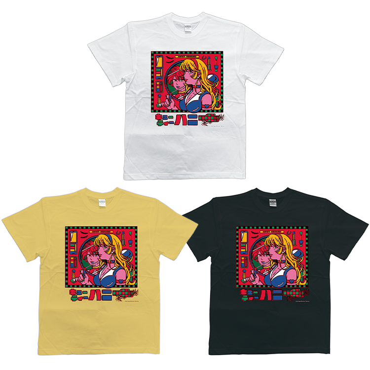 <原田ちあき> キューティーハニー カチューシャ Tシャツ 白、黄、黒 S,M,L,XLサイズ