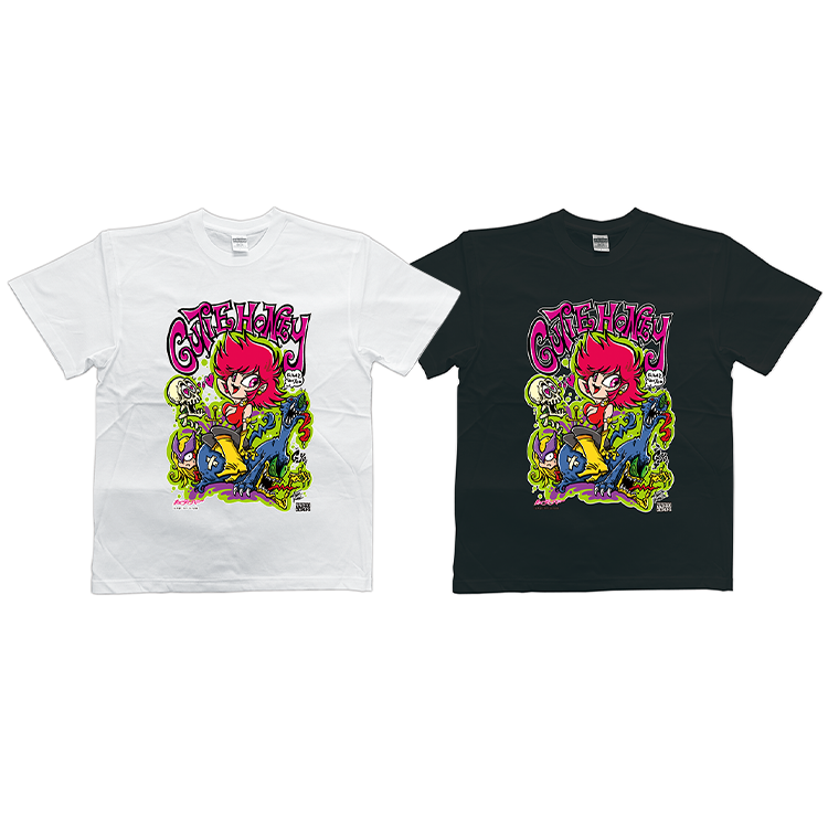 <KAGEMARU DESIGNS> キューティーハニー Tシャツ 白、黒 S,M,L,XLサイズ