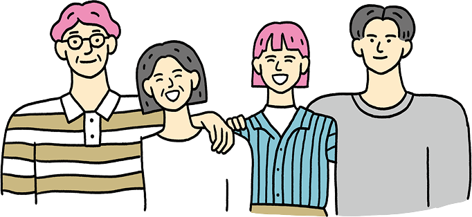 大丸松坂屋カードを利用する家族のイラスト